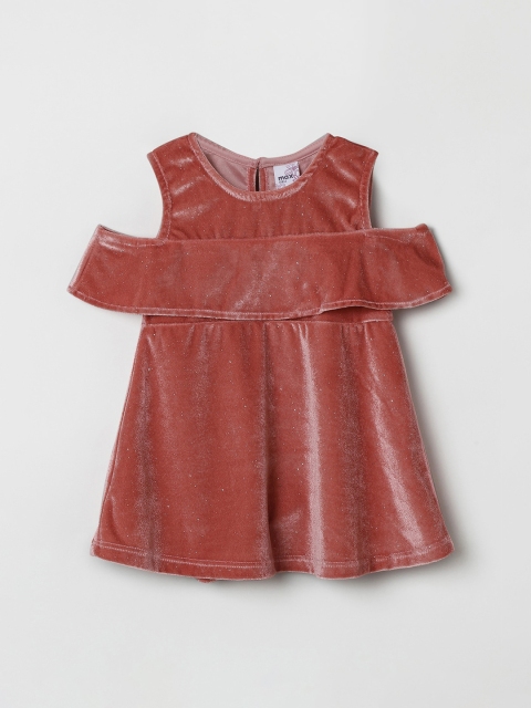 

max Girls Maroon Solid Fit and Flare Dress