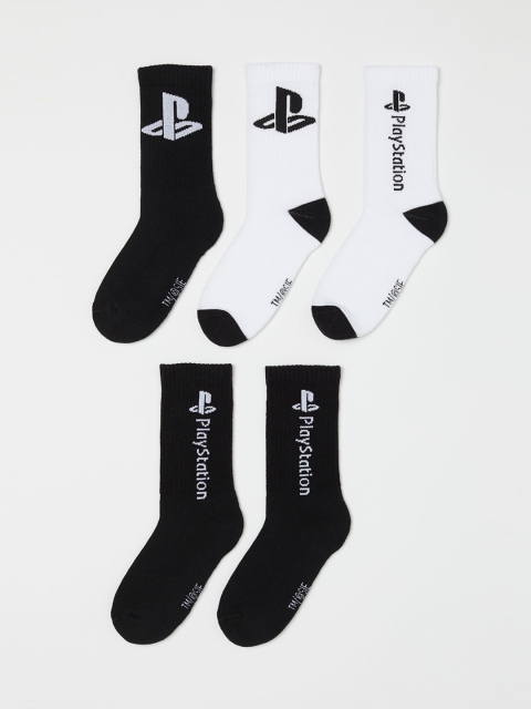 

H&M Boys Printed 5-Pack Sports Socks, White