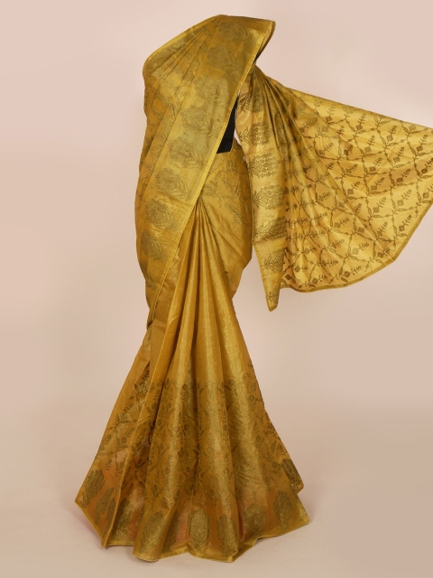 

Pothys Mustard Woven Design Jute Silk Saree