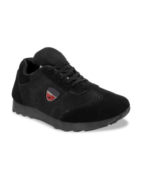 

Woakers Men Black Solid Leather Sneakers