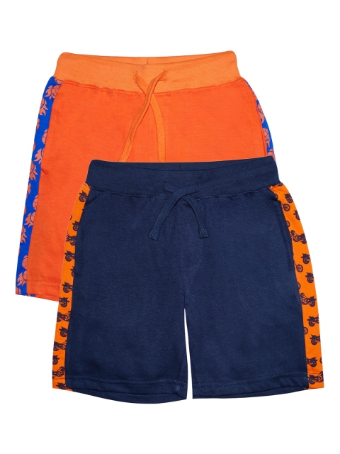 

KiddoPanti Boys Pack Of 2 Solid Regular Fit Regular Shorts, Navy blue