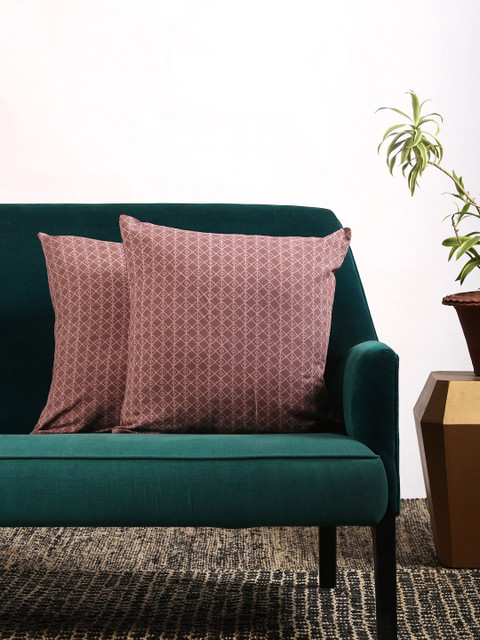 

Contrast Living Mauve & Pink Set of 2 Geometric Square Cushion Covers