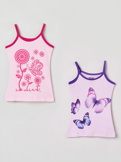 

Max Girls Pack of 2 Pink Printed Camisoles
