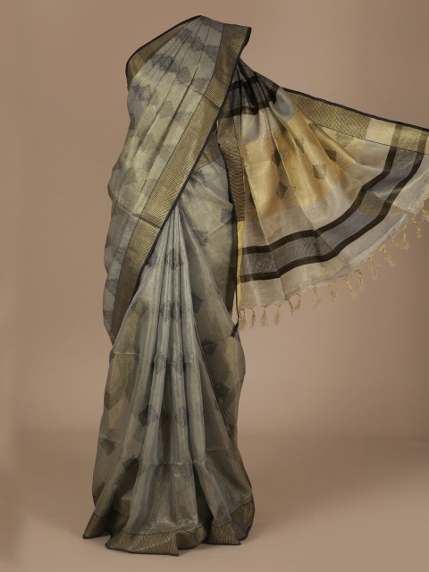

Pothys Grey Printed Pure Linen Saree