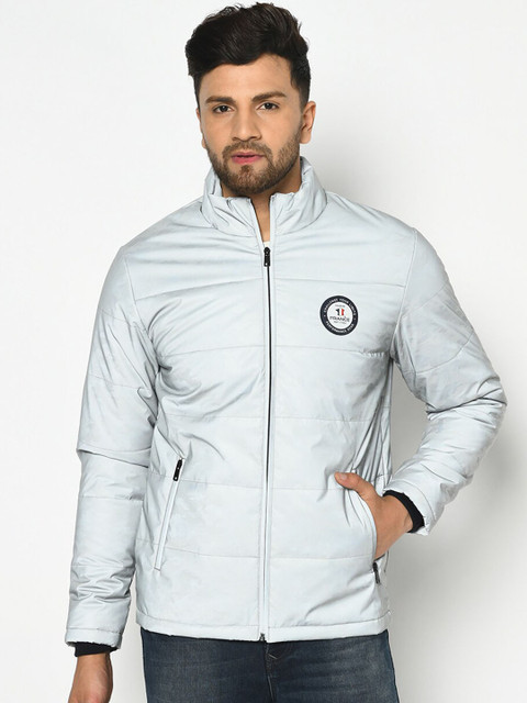 

METTLE Men Silver-Toned Solid Puffer Jacket