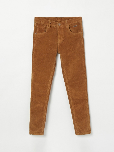 

max Boys Brown Regular Fit Self Design Regular Trousers