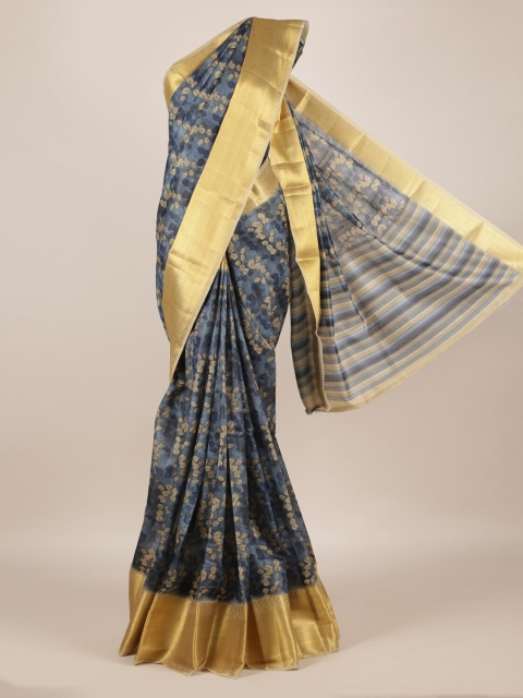

Pothys Blue Printed Jute Silk Saree