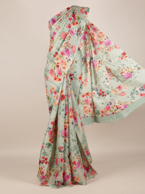 

Pothys Green Printed Jute Silk Saree