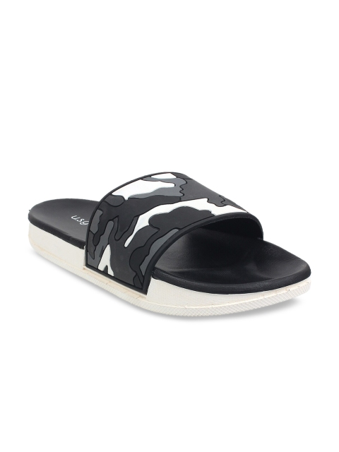

US Gear Men Black & White Self Design Sliders