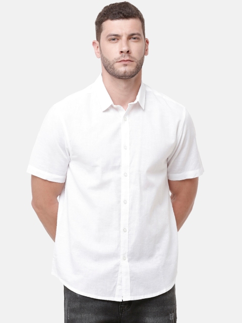 

STROP Men White Regular Fit Solid Casual Shirt