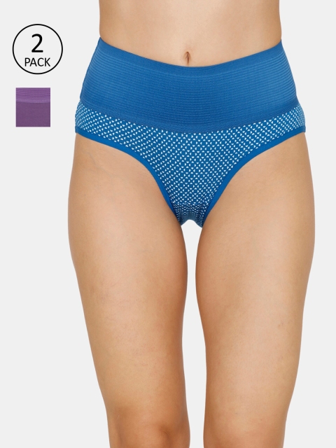 

Zivame Women Pack of 2 Blue & Purple Hipster Briefs ZI2385FASHA