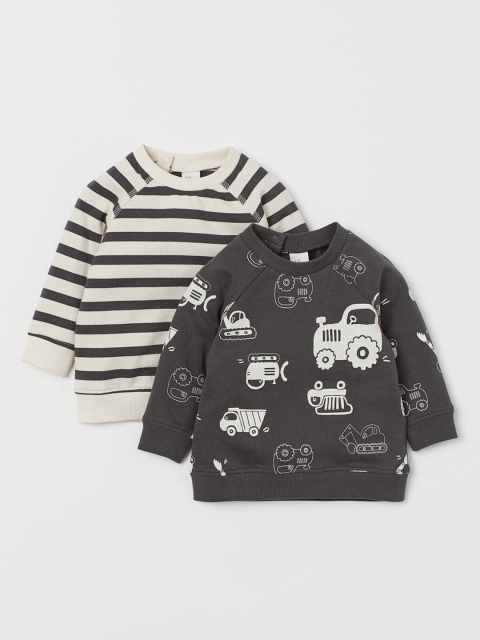 

H&M Boys 2-Pack Cotton Sweatshirts, White