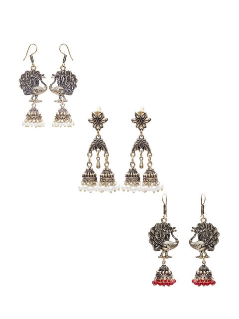 

Stoln Silver Set of 3 Contemporary Jhumkas