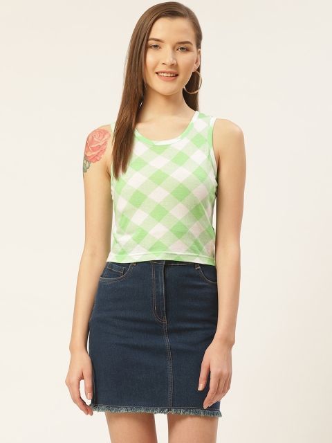 

Trend Arrest Women Green Checked Knitted Top