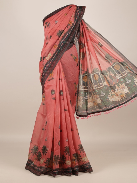 

Pothys Peach-Coloured Printed Saree