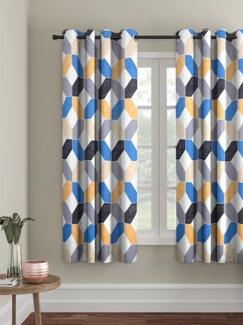 

Cortina White & Blue Single Black Out Window Curtain