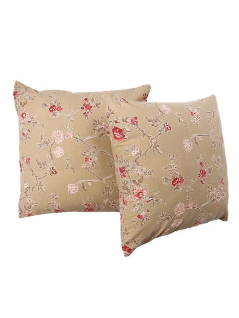

Contrast Living Brown Set of 2 Floral Square Cushion Covers
