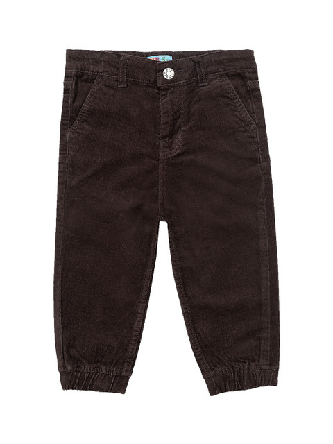 

Kid Studio Boys Coffee Brown Solid Mid -Rise Corduroy Joggers
