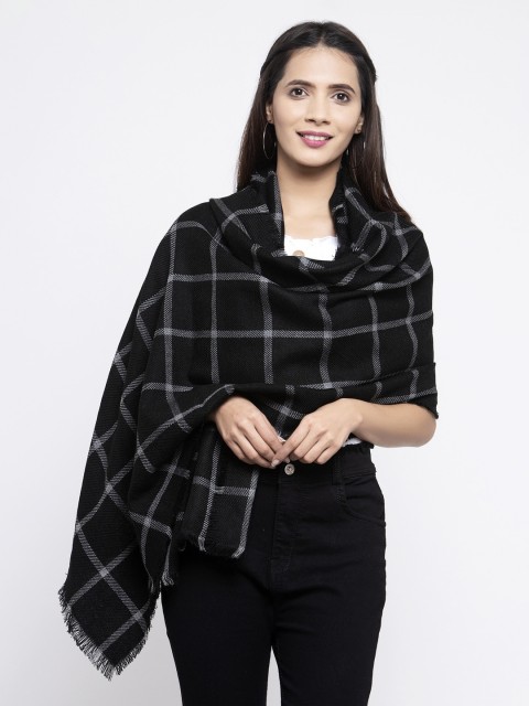 

Calvadoss Women Black & Grey Checked Long-Fit Premium Muffler