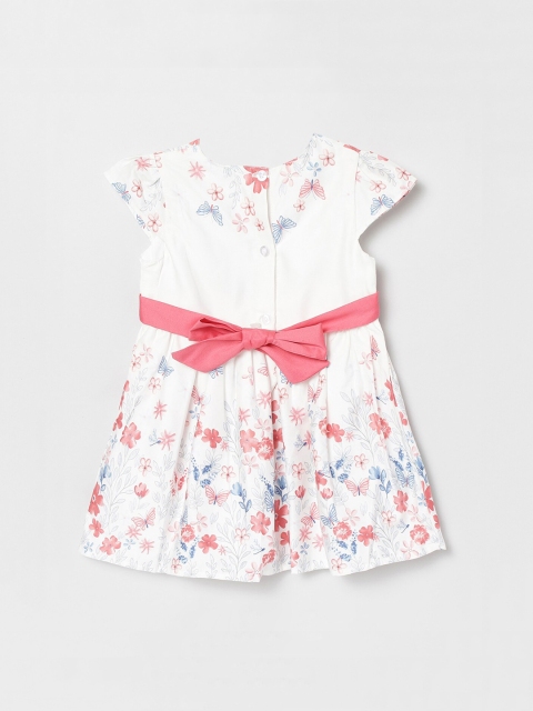 

max Girls White Printed Fit and Flare Dress