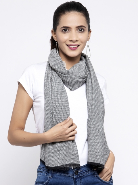 

Calvadoss Women Grey & Black Woven-Design Long-Fit Premium Muffler