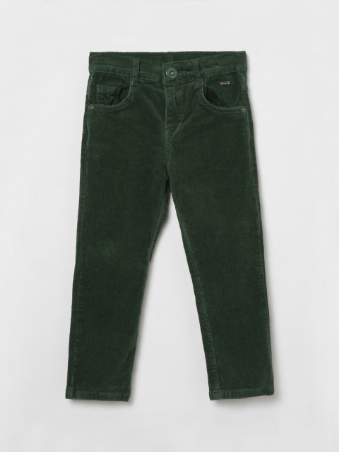 

max Boys Green Regular Fit Solid Regular Trousers