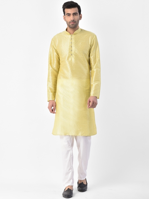 

SG LEMAN Men Yellow & White Solid Kurta with Pyjamas