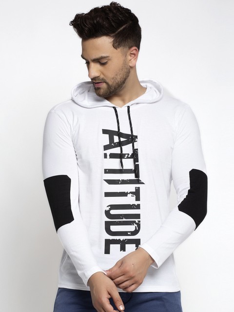 

KATSO Men White Printed Hood T-shirt