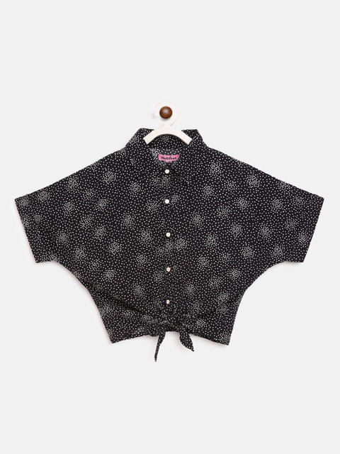 

Natilene Girls Black Regular Fit Printed Casual Shirt