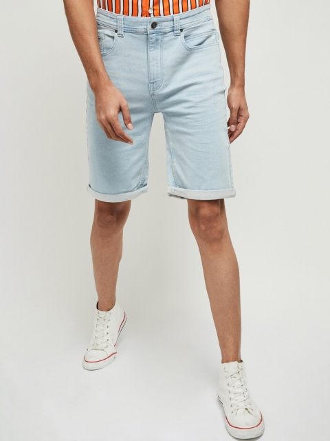 

max Men Blue Solid Regular Fit Regular Shorts