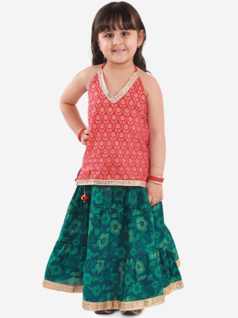 

KID1 Red & Green Ready to Wear Lehenga with Blouse
