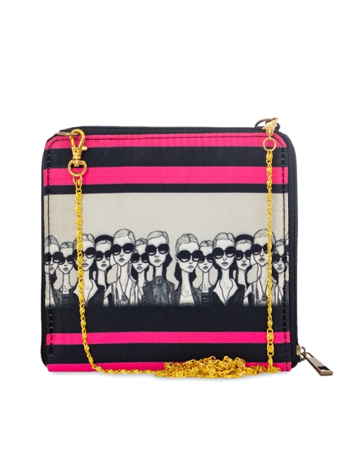 

BandBox Black & Pink Printed Sling Bag