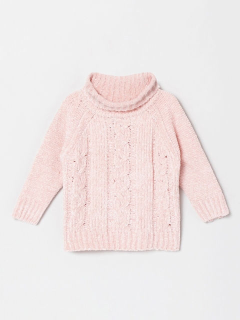 

max Girls Pink Self Design Pullover Sweater