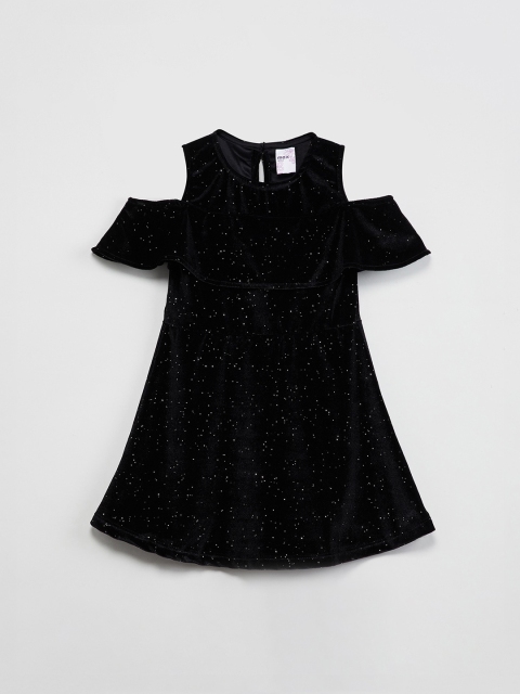 

max Girls Black Printed A-Line Dress