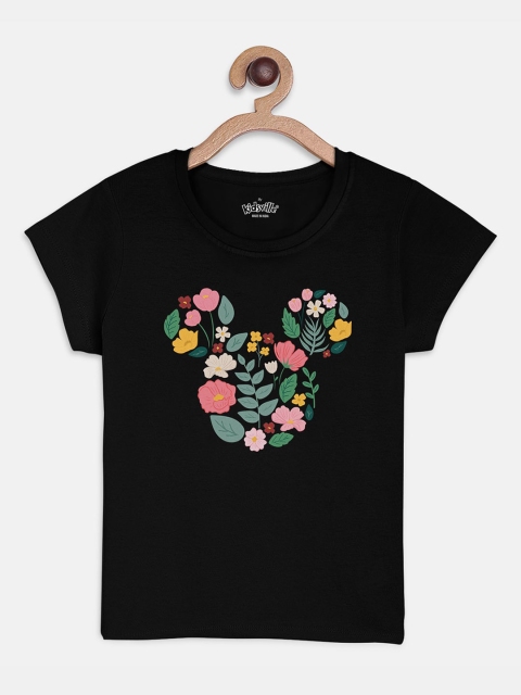 

Kids Ville Mickey Friends Printed Black tshirt for Girls
