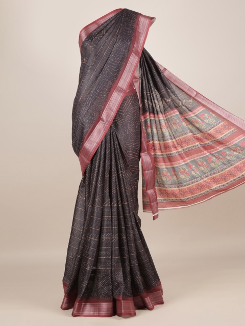

Pothys Black Printed Linen Blend Saree