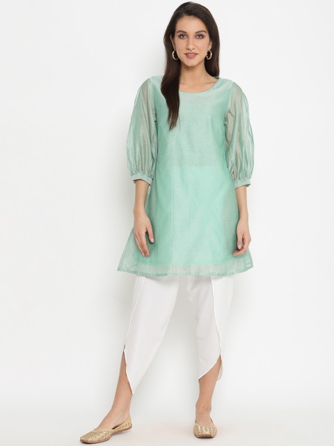 

Abhishti Women Green Solid A-Line Kurta