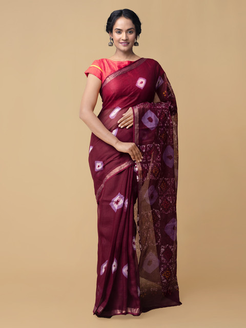 

Unnati Silks Maroon Pure Cotton Printed Kota Saree