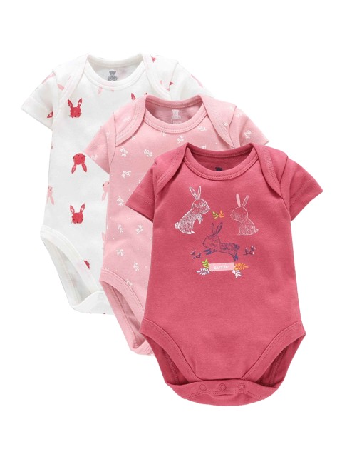 

i bears Infant Kids Pack Of 3 Printed Bodysuits, Pink
