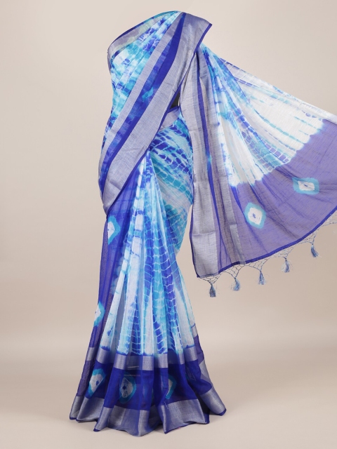 

Pothys Multicoloured & Blue Linen Blend Printed Saree, Multi