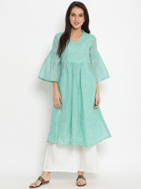 

Abhishti Women Turquoise Blue Solid A-Line Kurta
