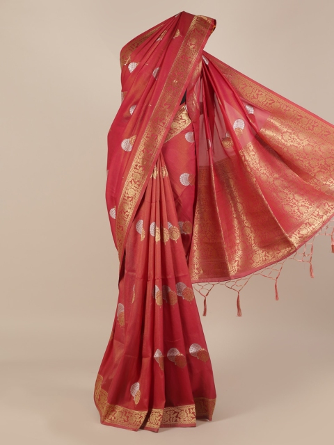 

Pothys Coral Woven Design Jute Silk Saree