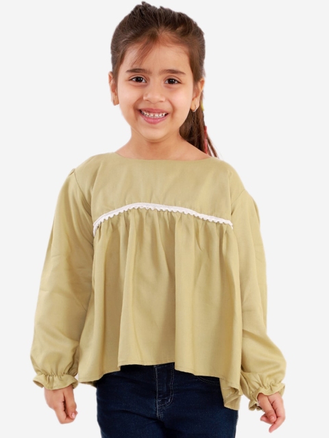 

Chipbeys Girls Olive Green Solid A-Line Top