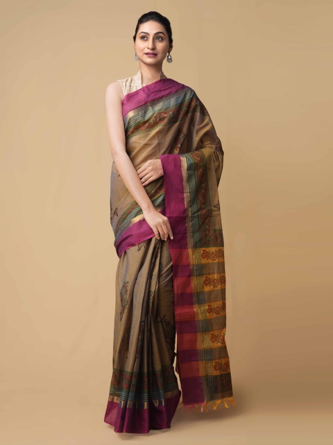 

Unnati Silks Brown Pure Cotton Woven Design Mangalagiri Saree