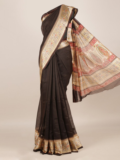 

Pothys Brown Solid Jute Silk Saree