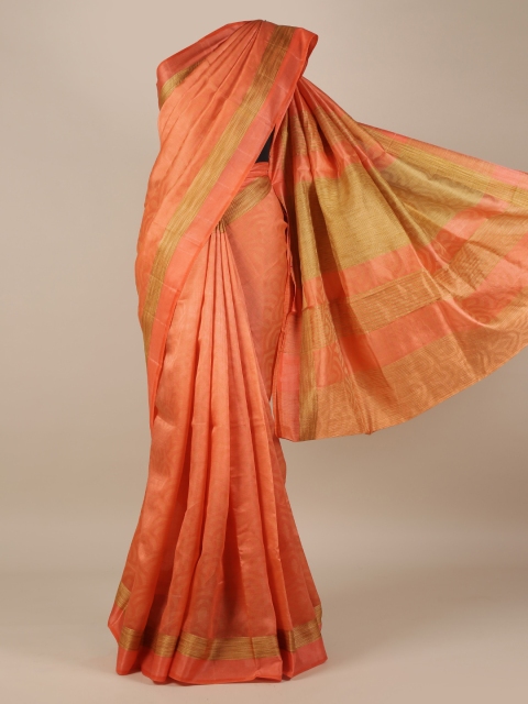 

Pothys Orange Solid Jute Silk Saree