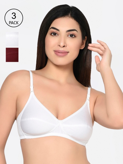

Bodycare Pack of 3 Solid Non-Wired Non Padded Everyday Pure Cotton Bras 1567WMHW-3PCS, White