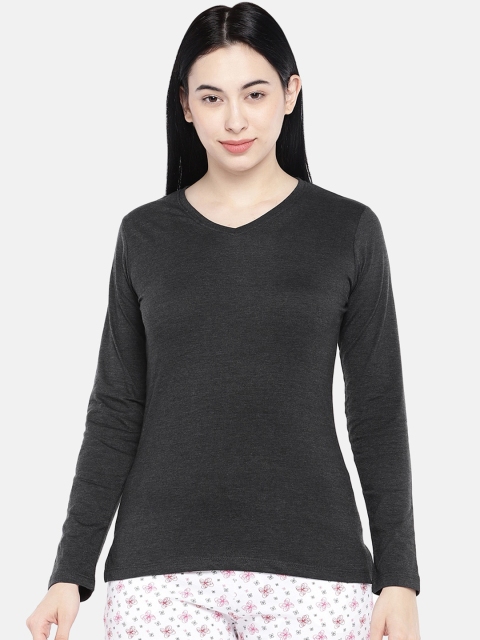 

Sweet Dreams Women Charcoal Solid V-Neck T-shirt