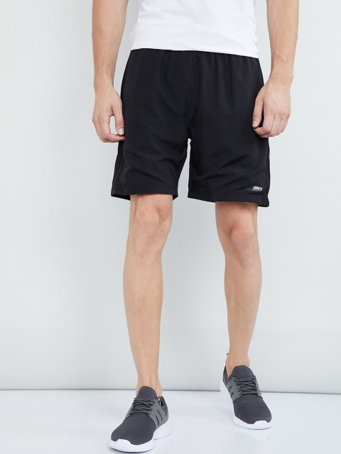 

max Men Black Solid Regular Fit Sports Shorts