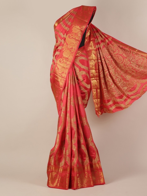

Pothys Red Woven Design Jute Silk Saree